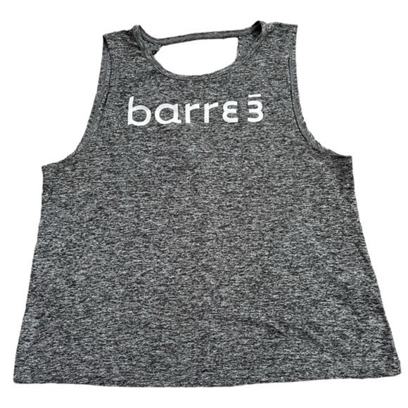 BEYOND YOGA Tank Top Dark Gray. Barre Logo on Front White Text. Open Back. Small - Picture 1 of 7